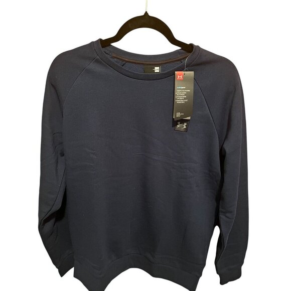 Under Armour Mens Large Crew Neck Sweatshirt Navy Blue NWT - Picture 1 of 5